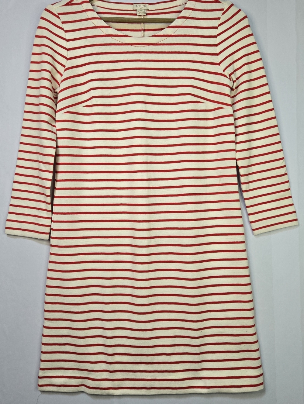 J. Crew Size XXS Red&White Striped L/Sl Round Neck jersey dress NWT, Stretchy